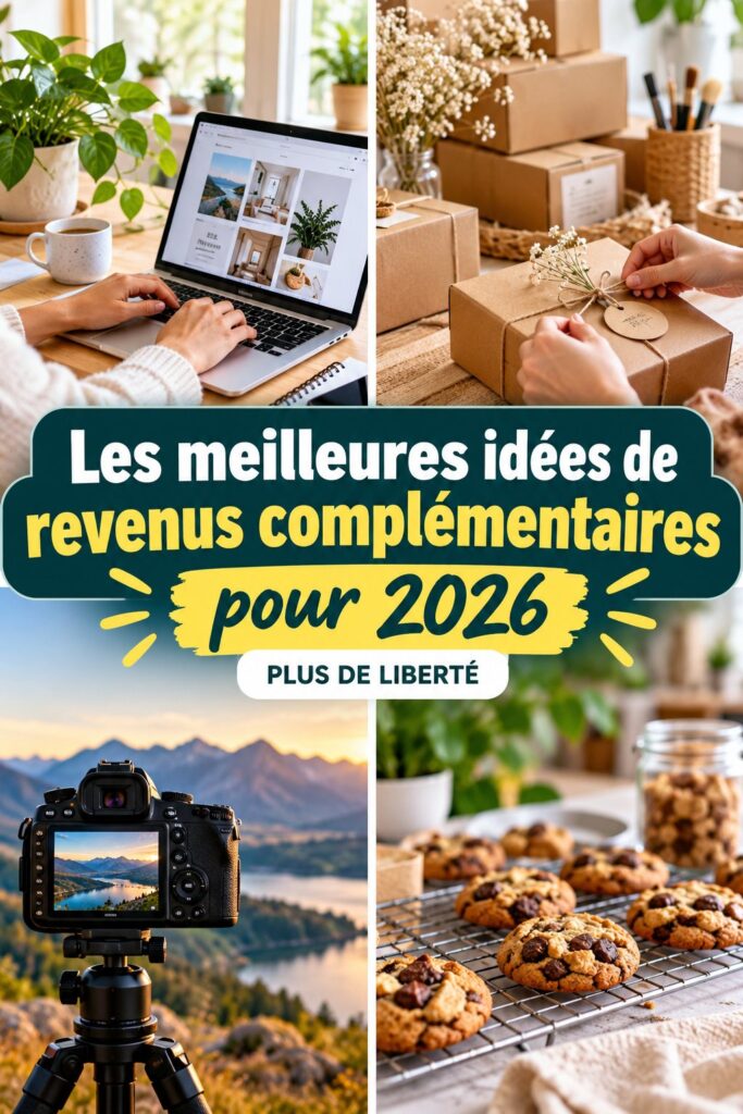 Visuel présentant des idées de revenus complémentaires pour 2026 dans un contexte professionnel.