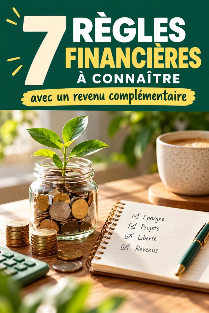 Une personne travaillant sur son ordinateur avec des graphiques de revenus complémentaires en arrière-plan.